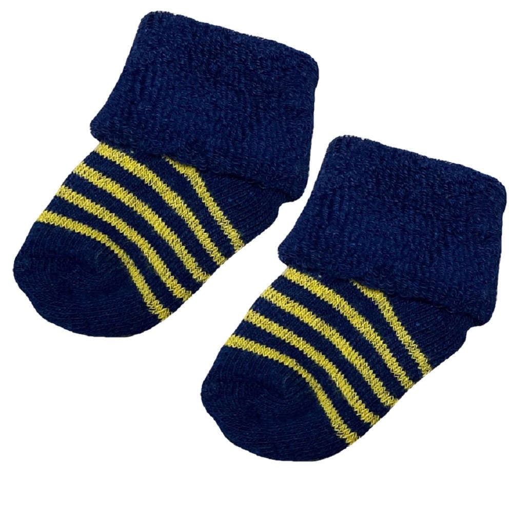 【未熟児】【低出生体重児】【早産児】【NICU】用 ベビーソックス：ネイビーストライプ