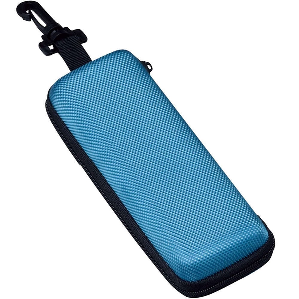 【メガネケース】 ウレタンセミハードケース フック付き 大きめサイズ：ライトブルー