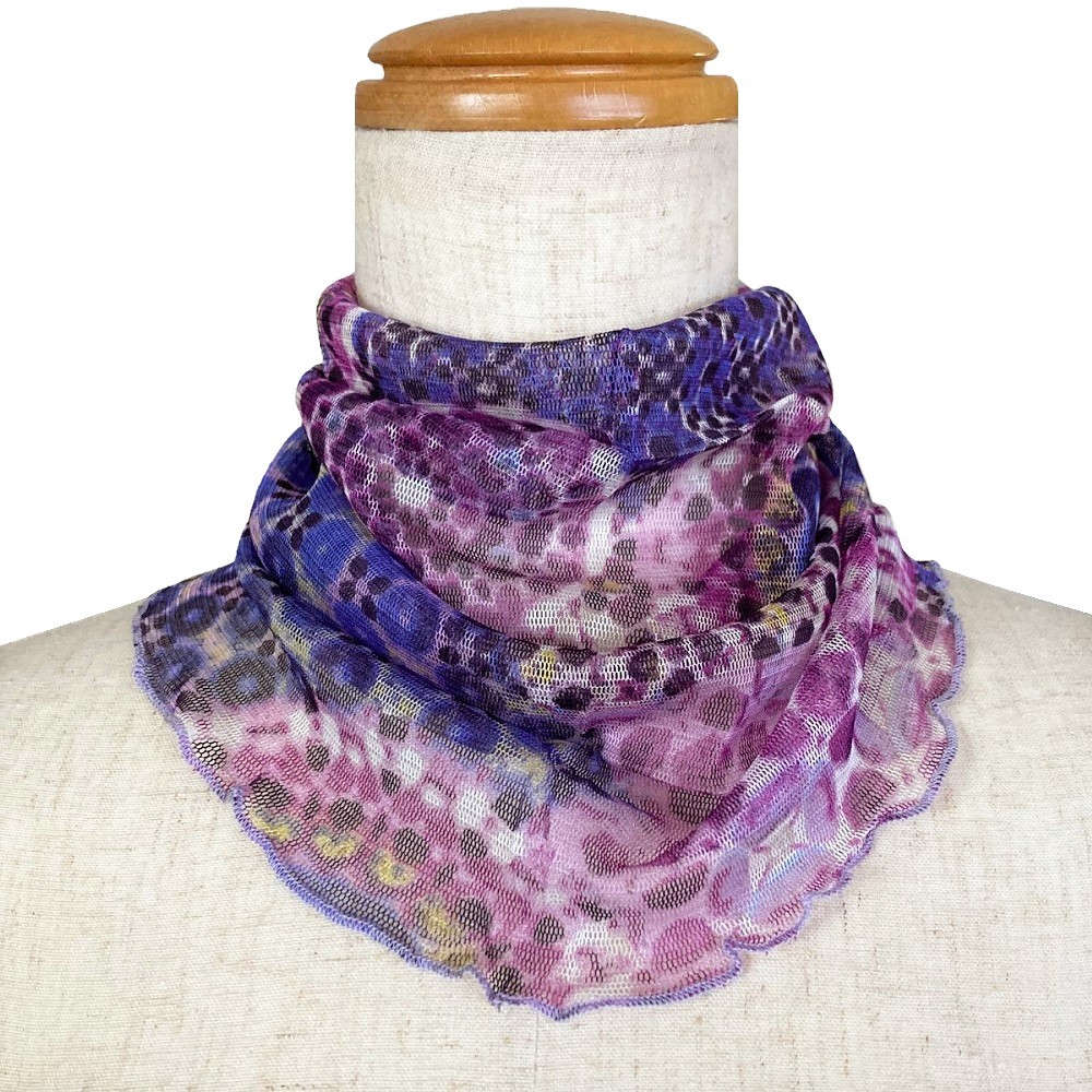 【気管切開】【喉頭摘出】【永久気管孔】　シルクネックカバー かぶるタイプ：オーキッドフラワー