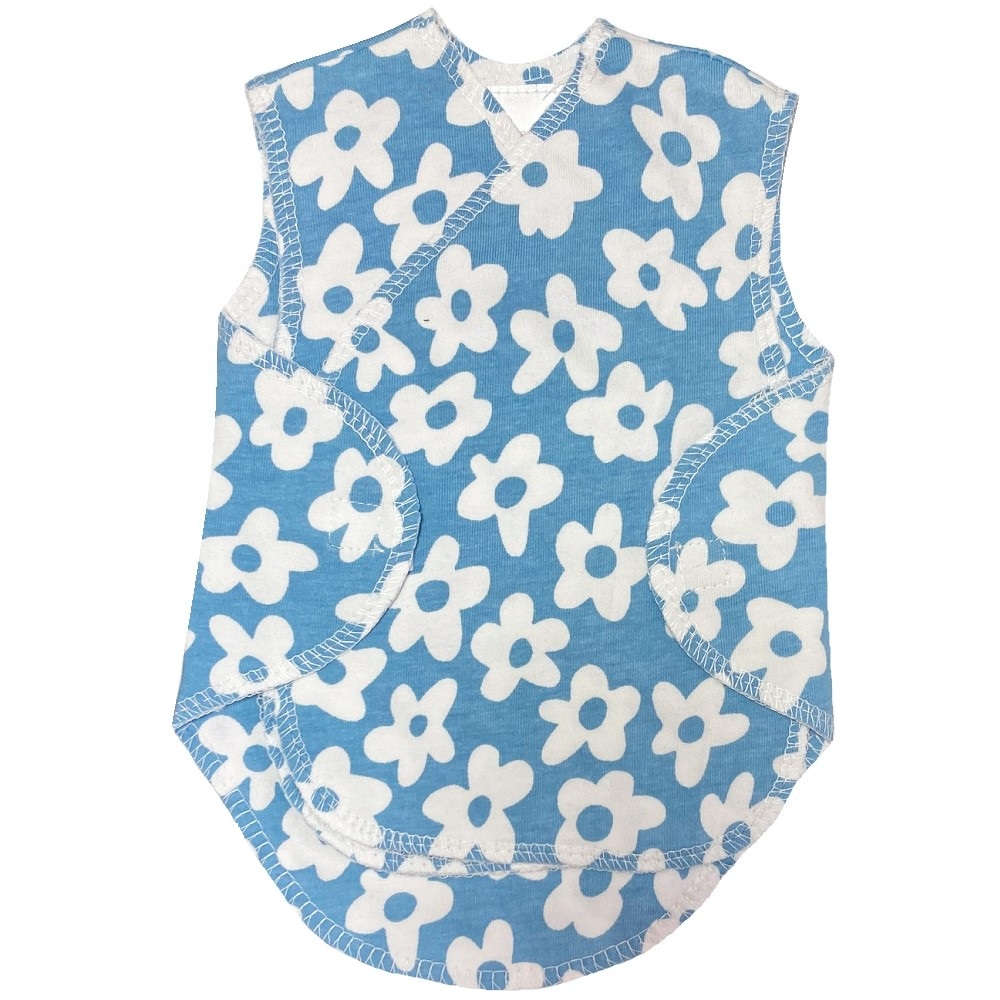 【未熟児】【低出生体重児】【早産児】【NICU】用 ベビー服:ボディーラップ ブルーデイジー