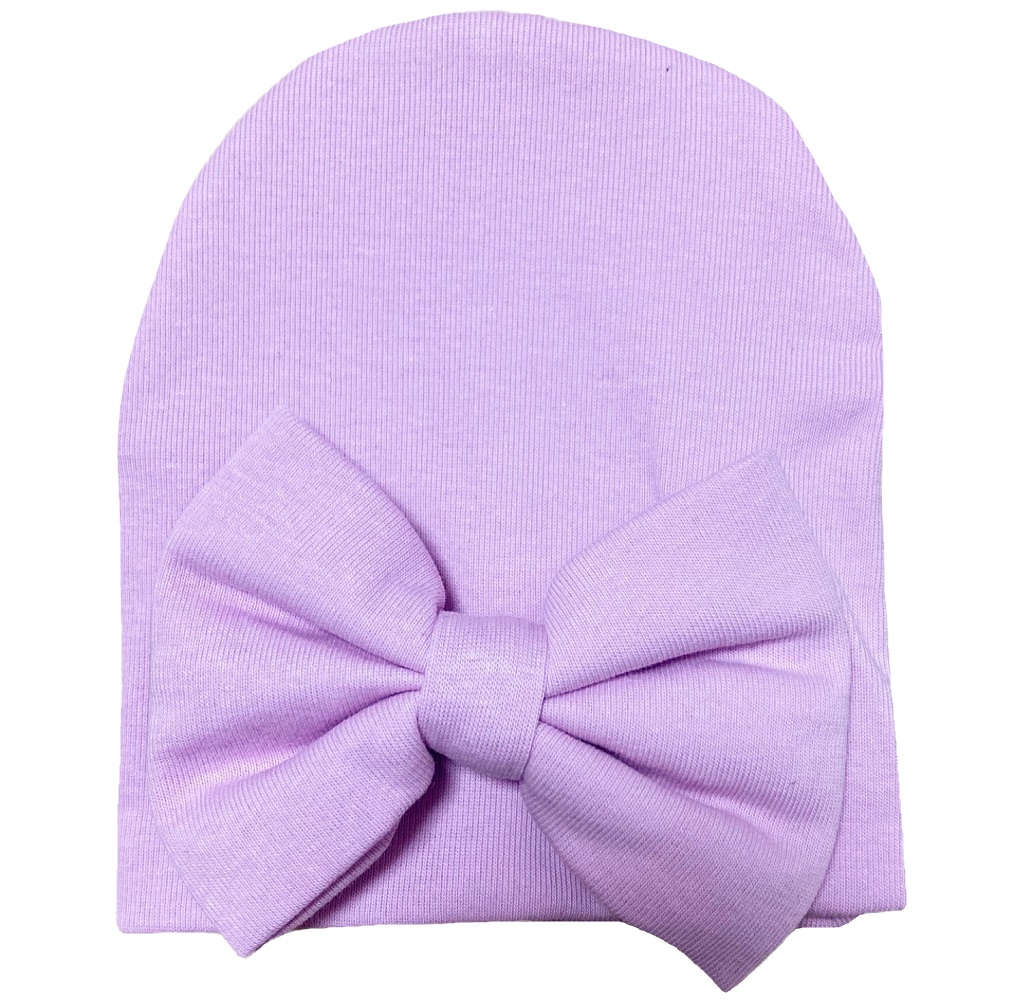 【未熟児】【低出生体重児】【早産児】【NICU】用　リボンビーニー帽子：ラベンダー