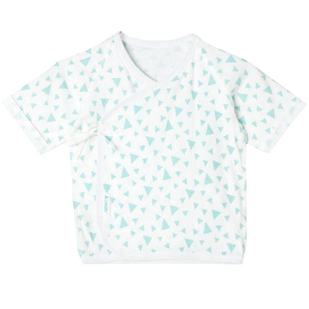 【低体重児】【未熟児】【早産児】【NICU】用　幾何柄短肌着：ミント