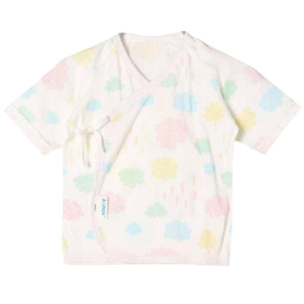 【低体重児】【未熟児】【早産児】【NICU】用　雲柄短肌着：ピンク