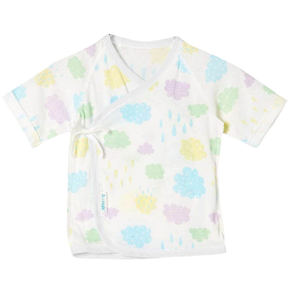 【低体重児】【未熟児】【早産児】【NICU】用　雲柄短肌着：サックス