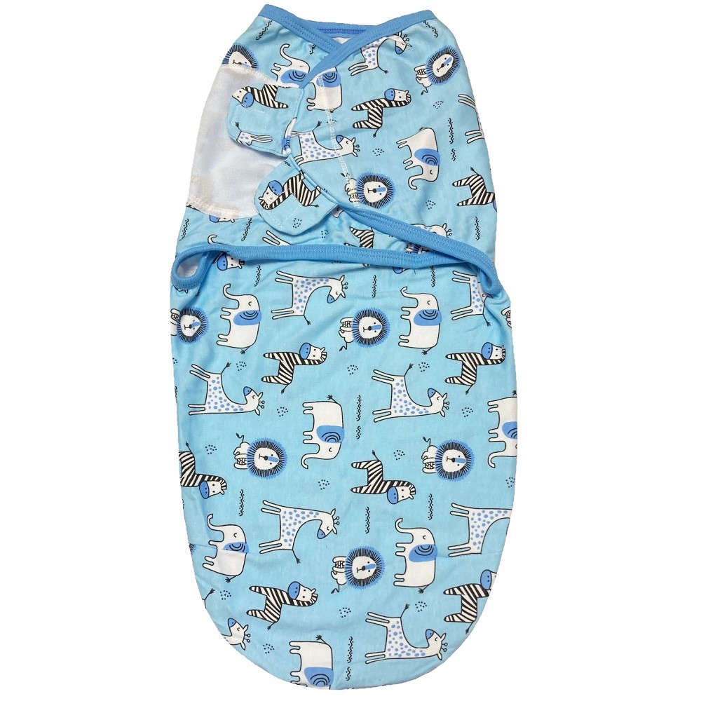 【新生児】【低出生体重児】【おくるみ】　コットンおくるみスリーパー：ブルーアニマル