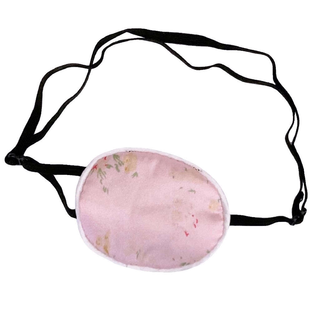 【弱視】【斜視】【目の腫れ】 アダルト用 アジャスター付 サテン眼帯：フィットサイズ フラワー