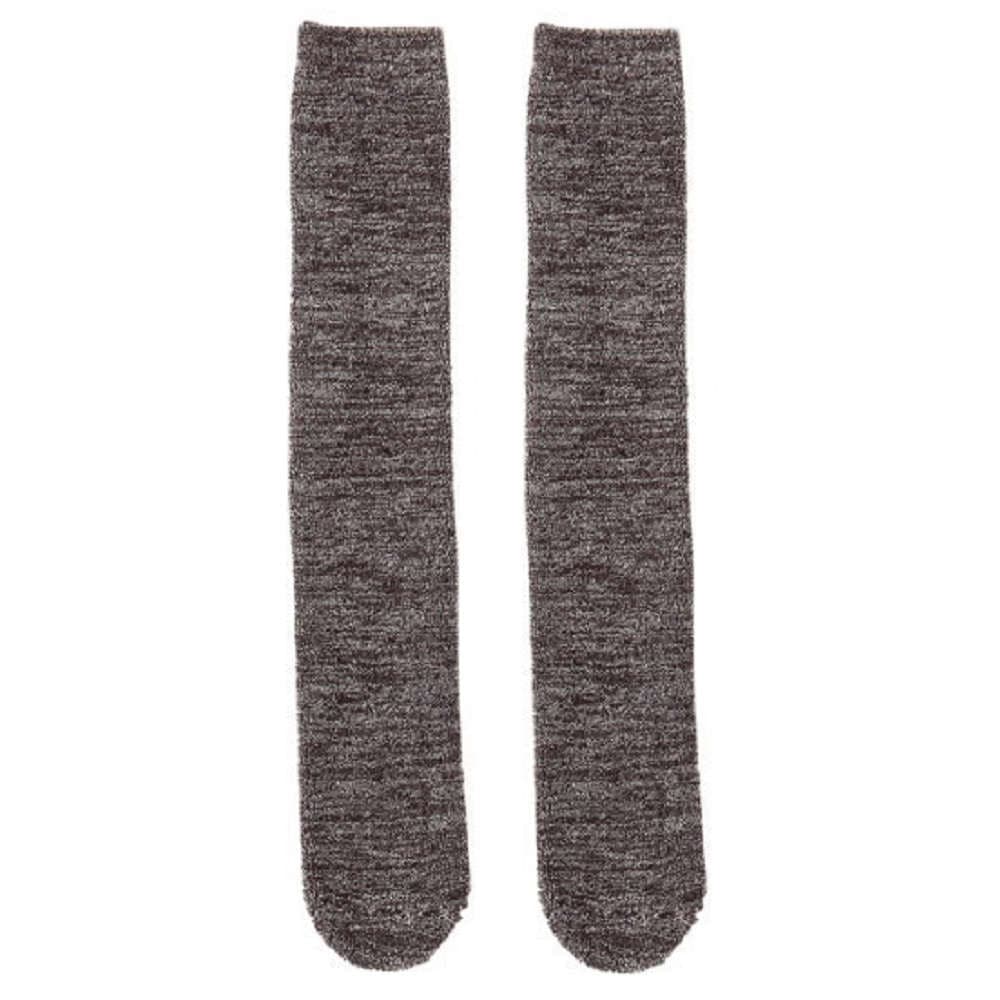 かかとのないフリーサイズ ゆった-りパイルソックス ロング：ダークブラウン