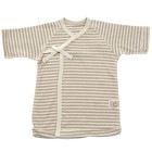 【新生児】 オーガニック短肌着 ボーダー 【サイズ50】:ブラウン