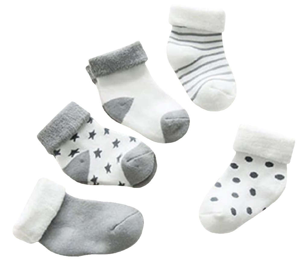 【低出生体重児】～【新生児】 ベビーソックス5足セット：グレー