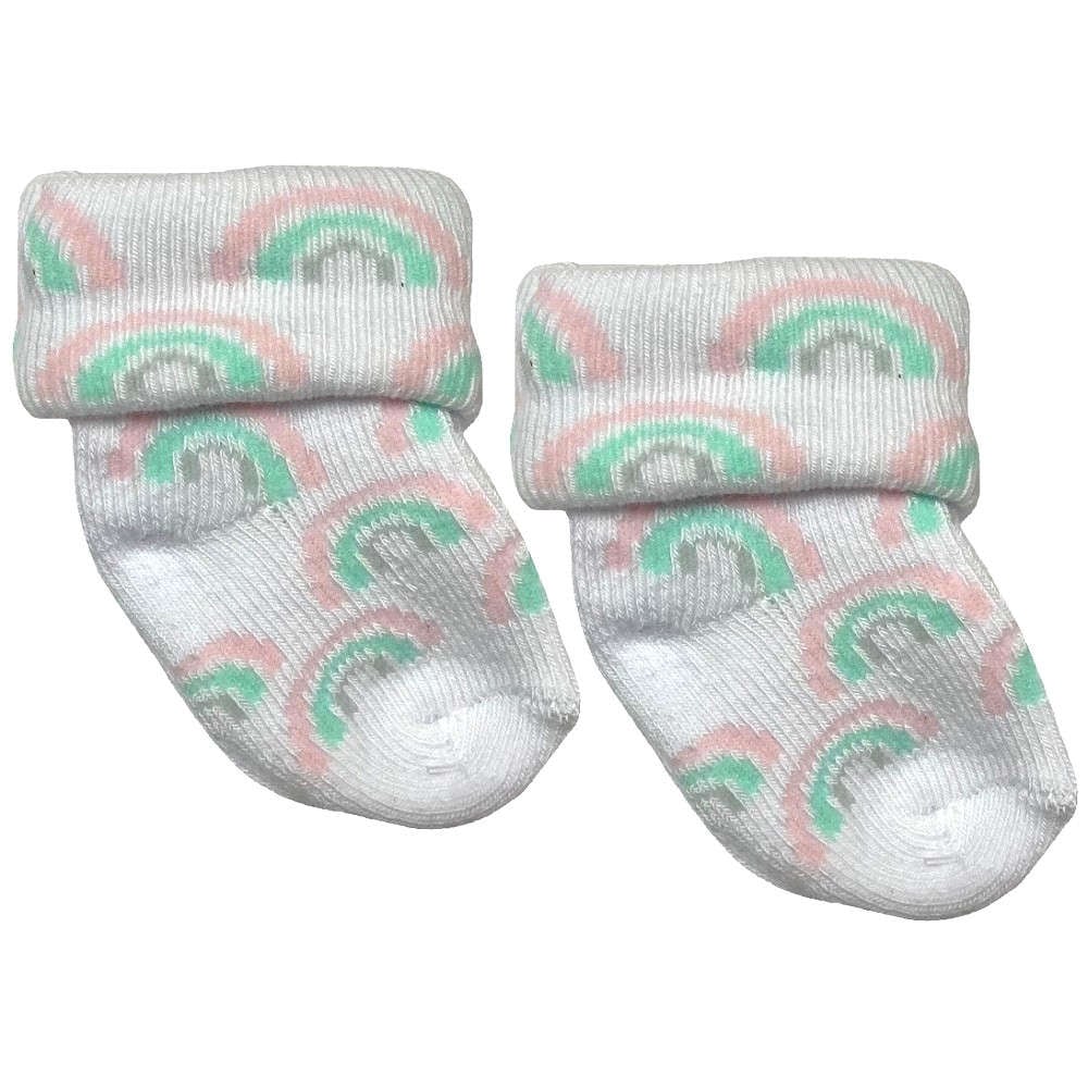 【未熟児】【低出生体重児】【早産児】【NICU】用 ベビーソックス：レインボー