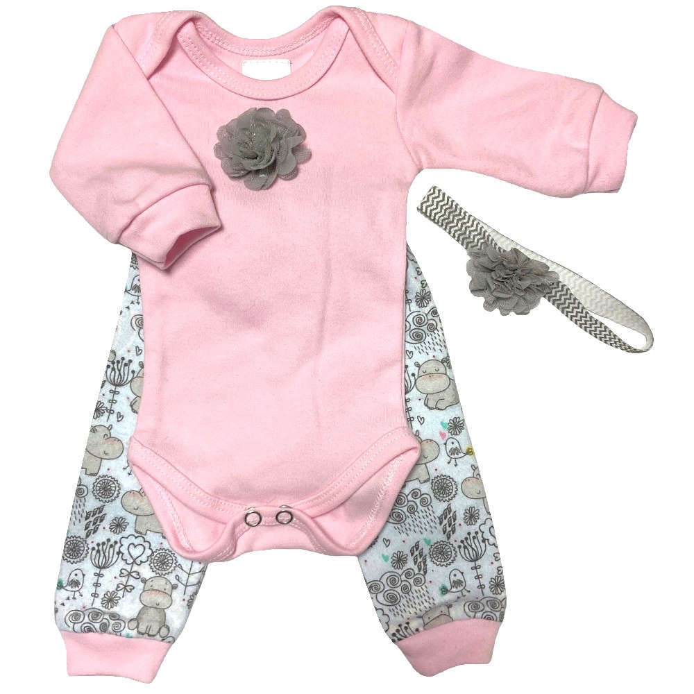 【未熟児】【低出生体重児】【早産児】【NICU】用 ベビー服セット ヘアバンド付き ヒッポセット