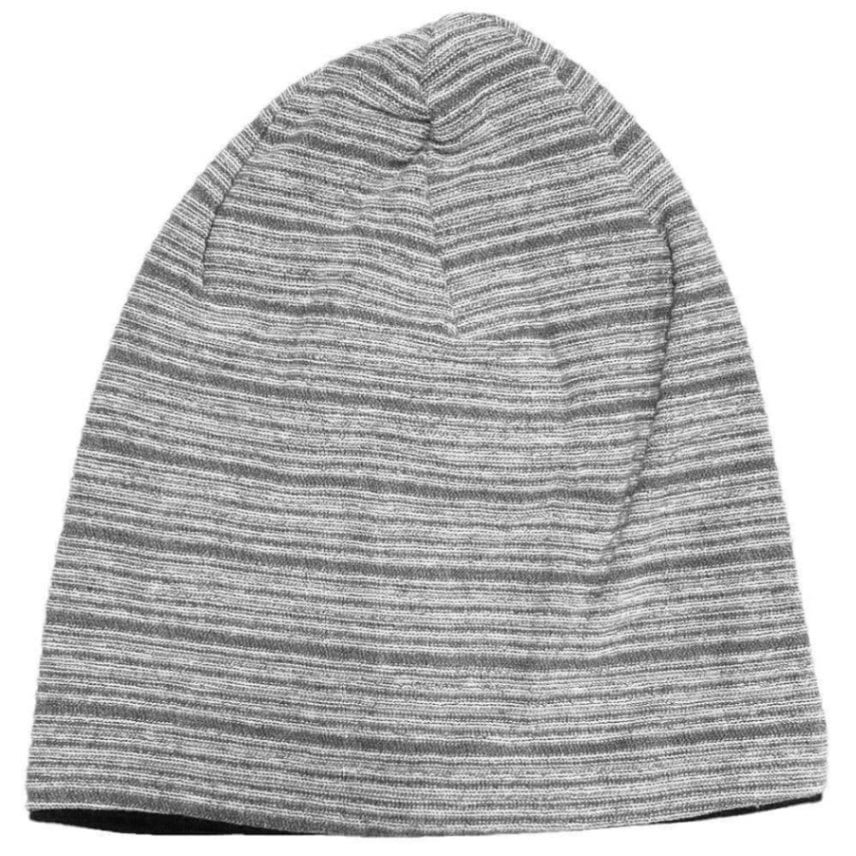 【医療用帽子】【キッズ】 オーガニックコットン リバーシブル帽子（ライトグレーストライプ・ブラック）