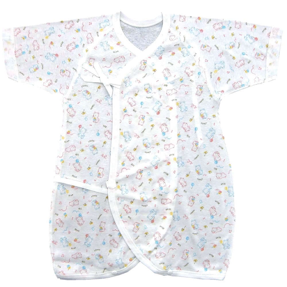 【新生児】 【日本製】 日本製 2枚組 コンビ肌着 ピンクベア 【サイズ50-60cm】