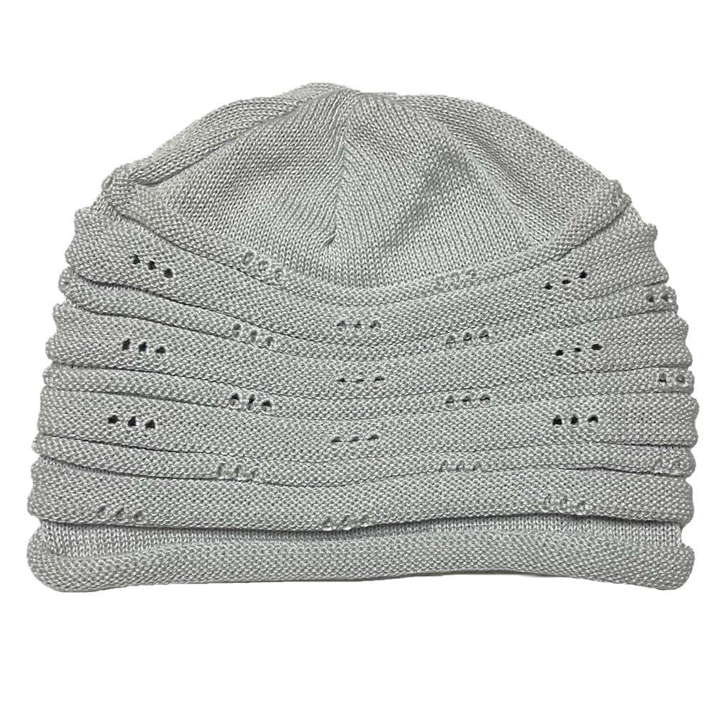 【抗がん剤治療】【医療用帽子】【ケア帽子】 宇野千代 編み地柄フード：グレー