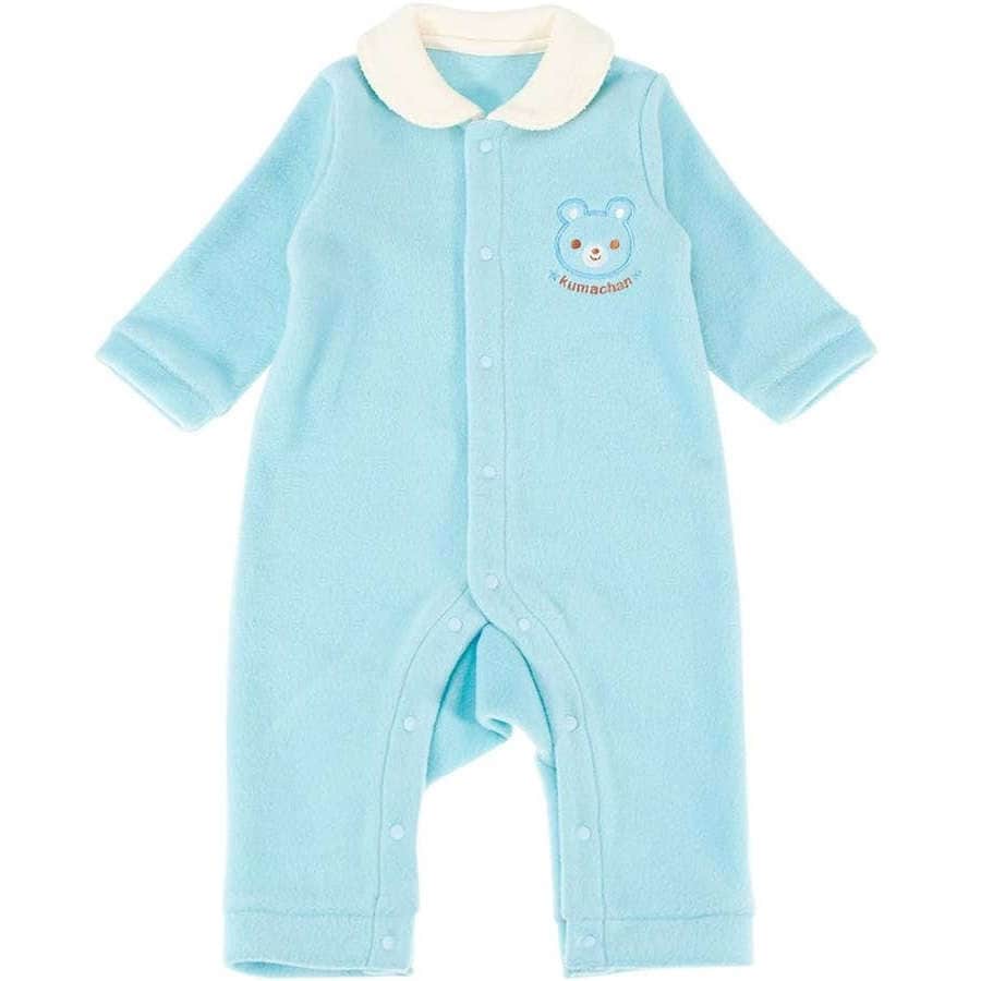 【新生児】 フリース長袖カバーオール：ブルーくま 【60cm】