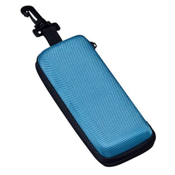 【メガネケース】 ウレタンセミハードケース フック付き 小さめサイズ：ライトブルー
