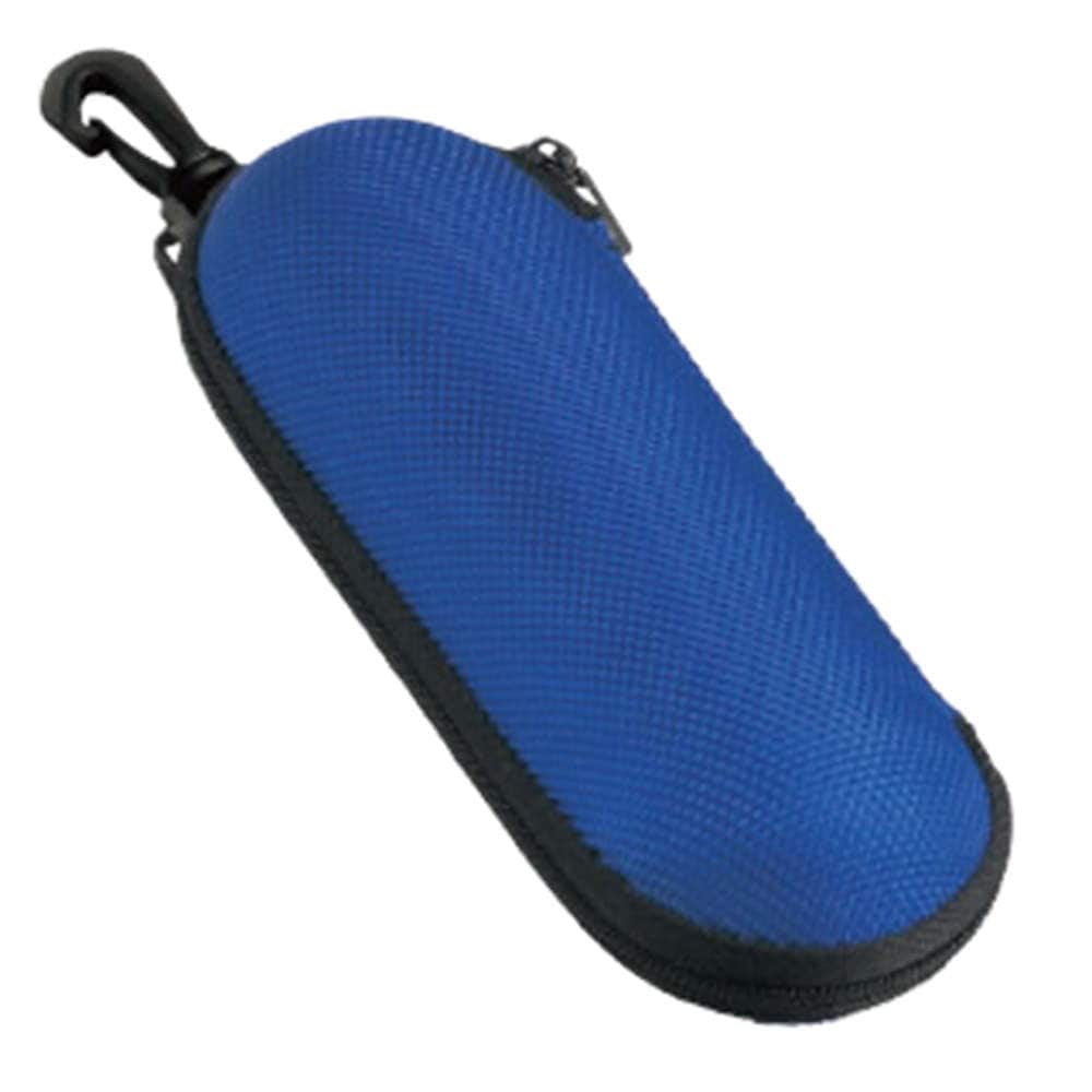 【メガネケース】 ウレタンセミハード ラウンドケース フック付き：ブルー