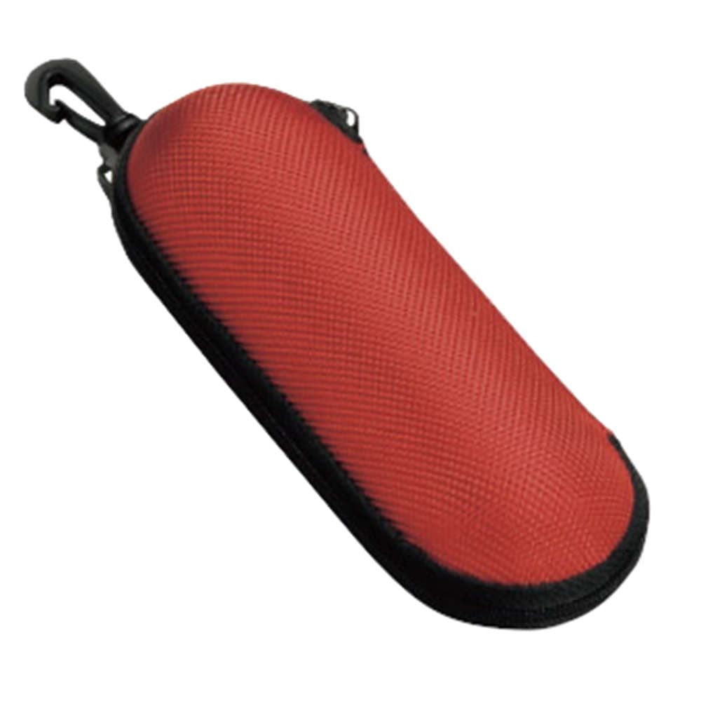 【メガネケース】 ウレタンセミハード ラウンドケース フック付き：レッド