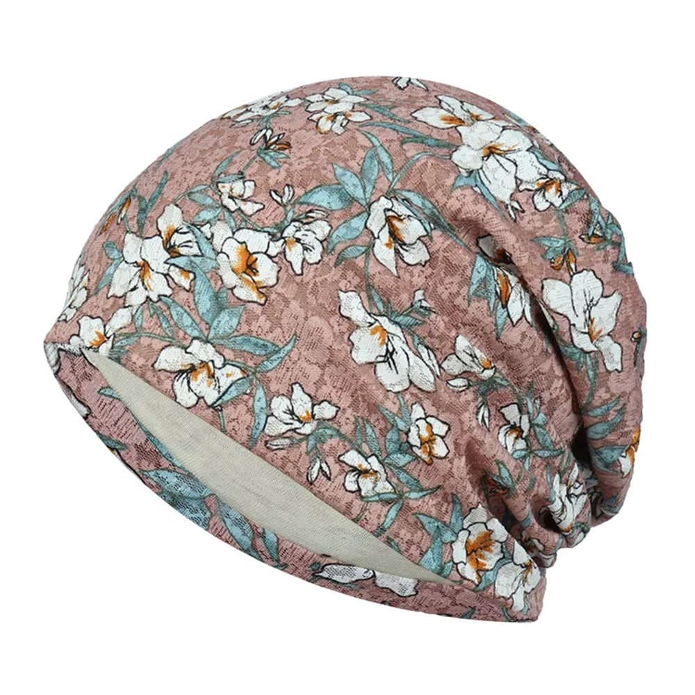 【抗がん剤治療】【医療用帽子】【ケア帽子】 ピンクフローラル レースルースキャップ