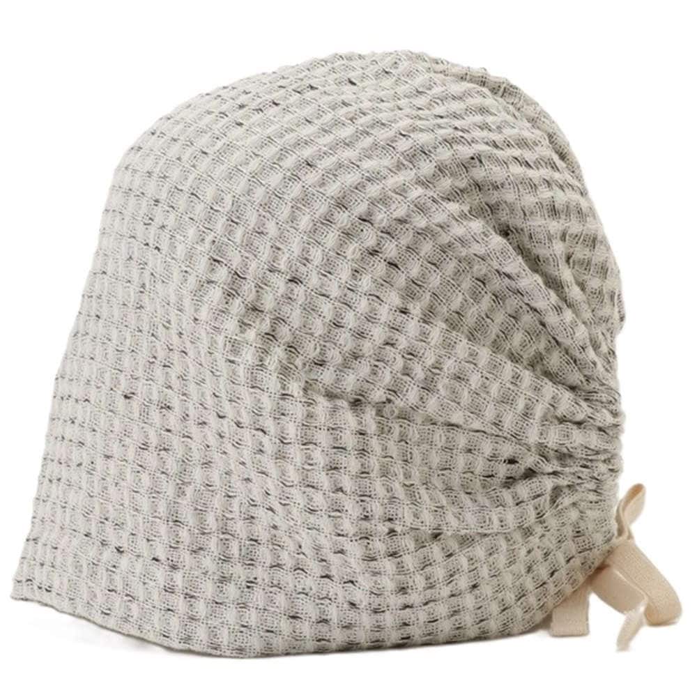 【医療用帽子】【ケア帽子】 麻混ワッフルバンダナ: グレー