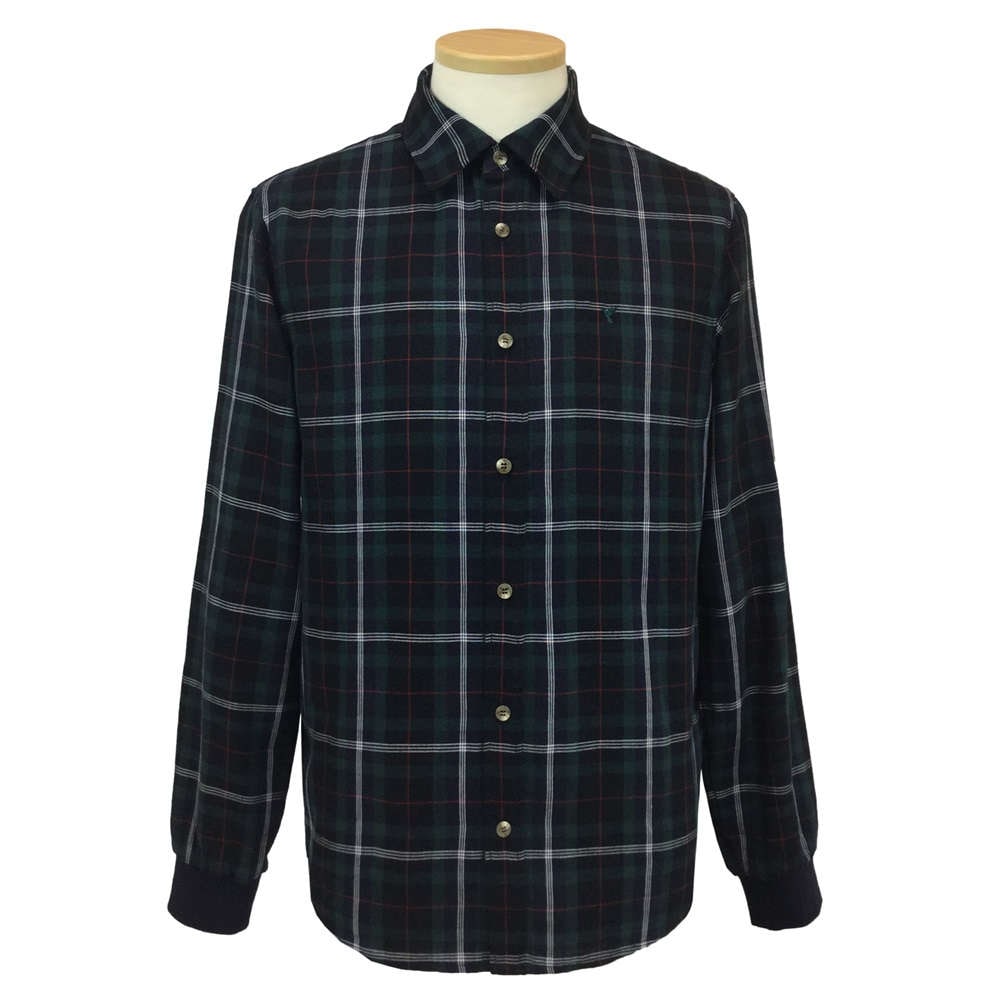 【プレミアム介護ウェア】 ダブルガーゼチェック バックニットシャツ／紳士