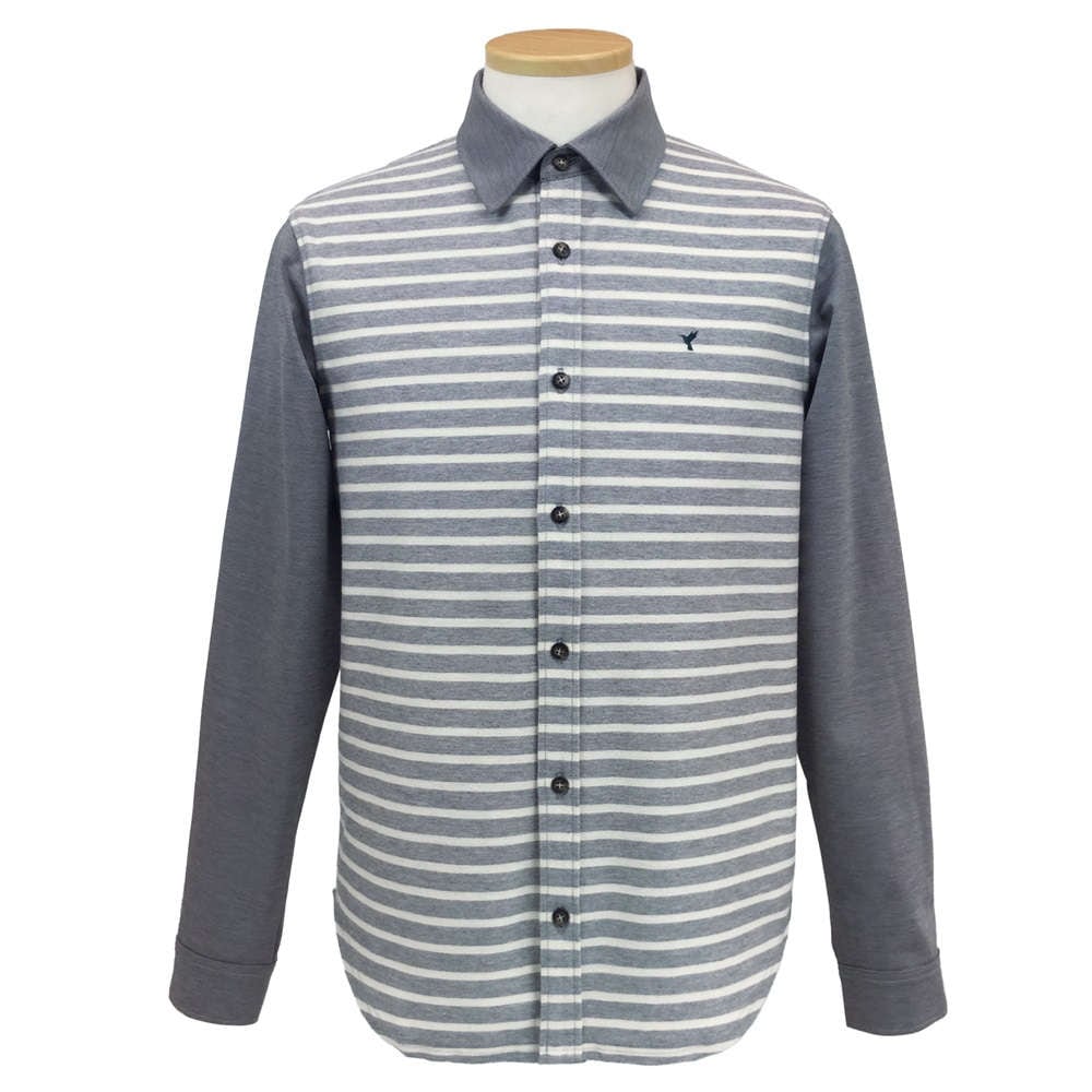 【プレミアム介護ウェア】 インレーボーダー レギュラーカラーシャツ／紳士