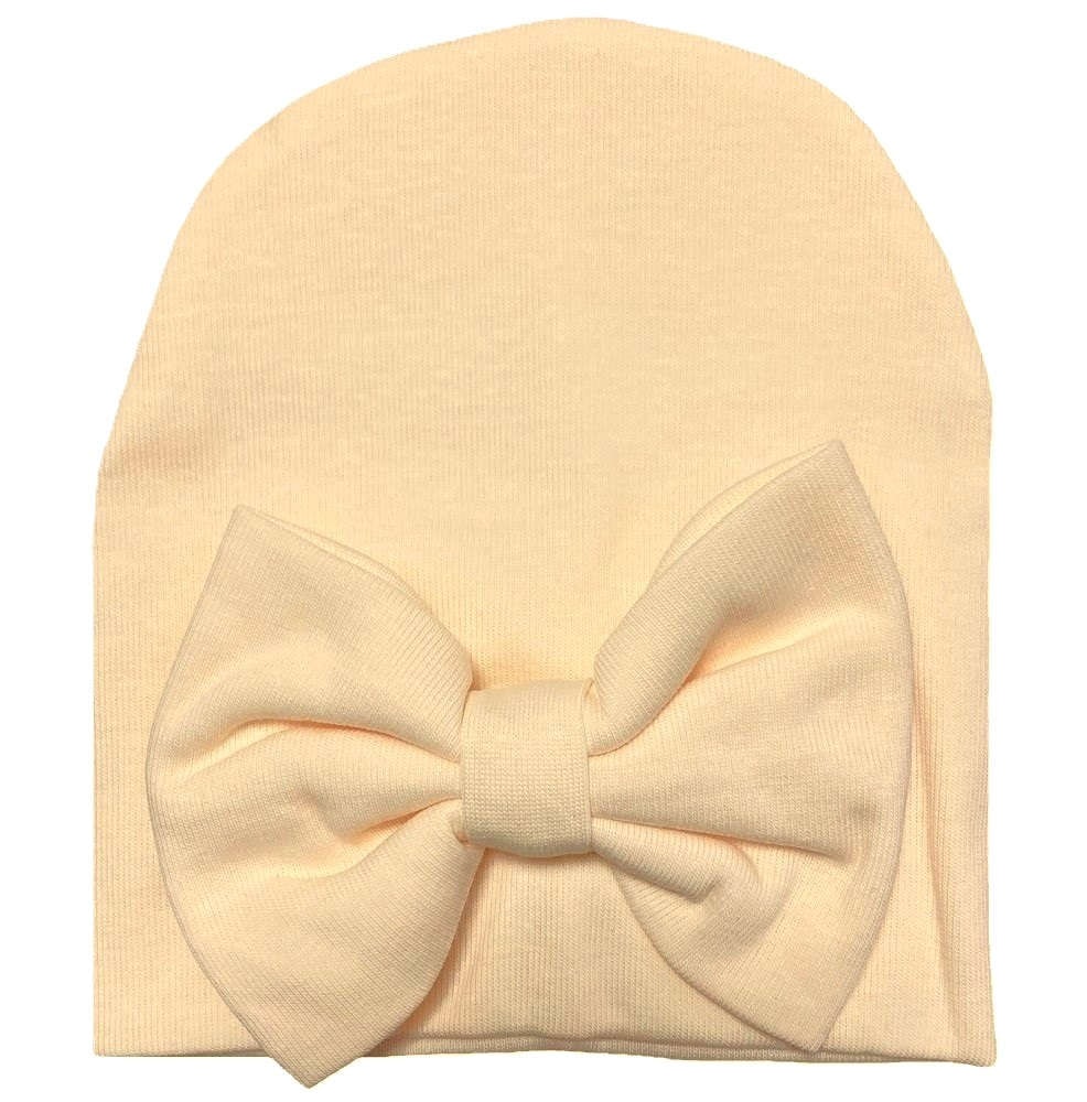【未熟児】【低出生体重児】【早産児】【NICU】用　リボンビーニー帽子：カスタード