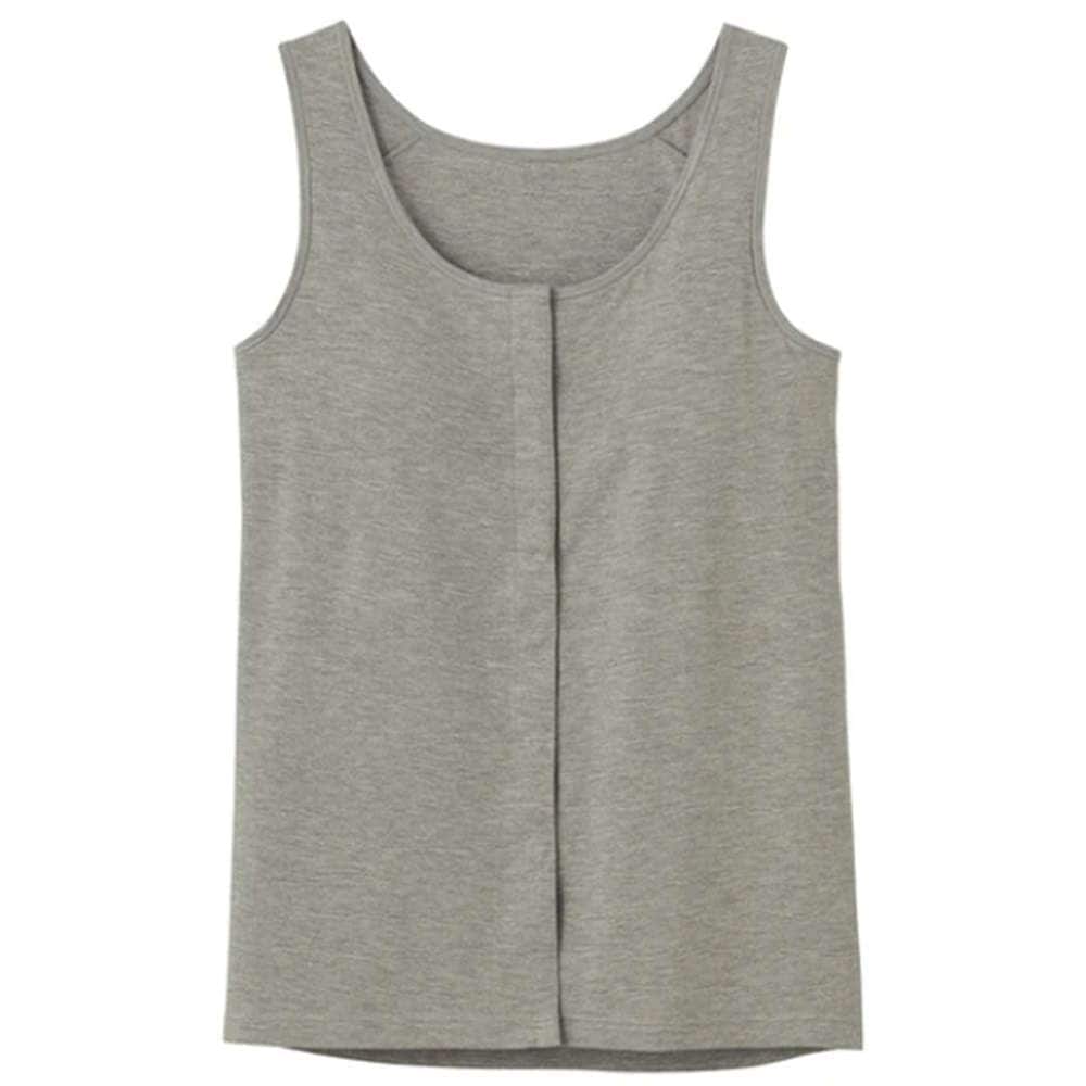【乳がん】【乳房切除】【敏感肌】パッド付前開きインナー タンクトップ:グレー