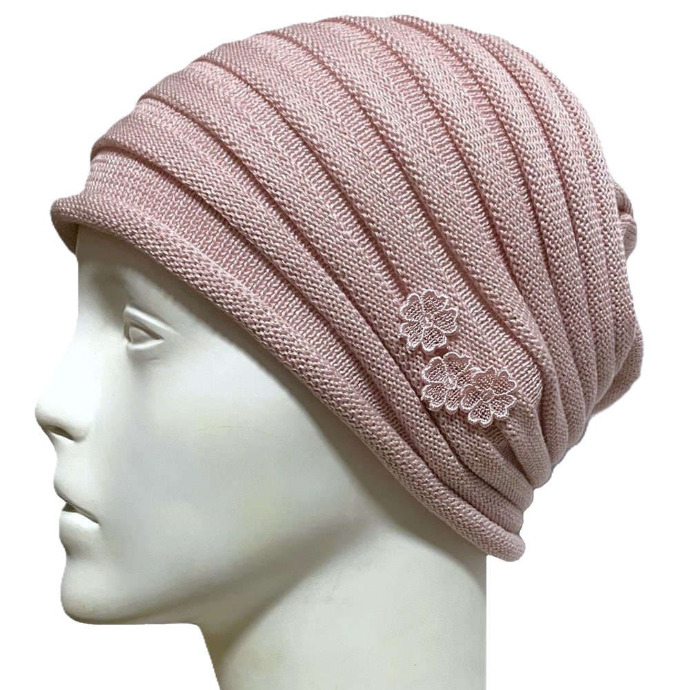 【抗がん剤治療】【医療用帽子】【ケア帽子】 宇野千代デザイン 室内帽子フード：ピンク