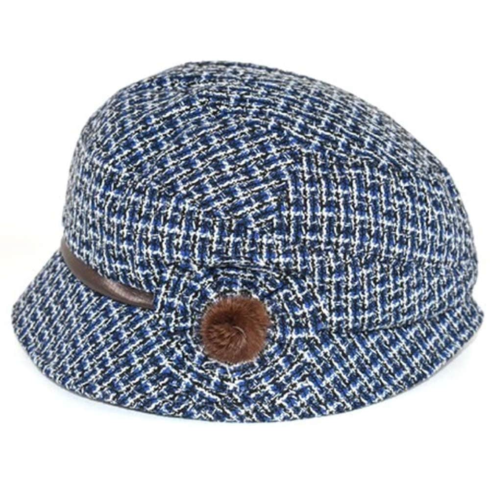 【外出用】【医療用帽子】 キルトツイードハット：ネイビー