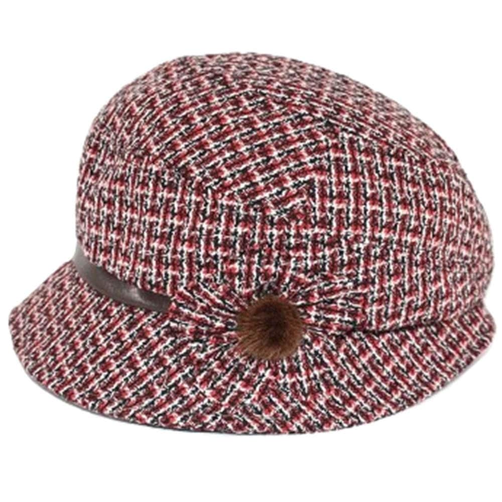 【外出用】【医療用帽子】 キルトツイードハット：レッド