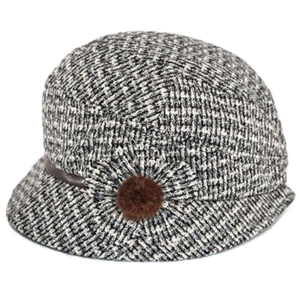 【外出用】【医療用帽子】 キルトツイードハット：ブラウン