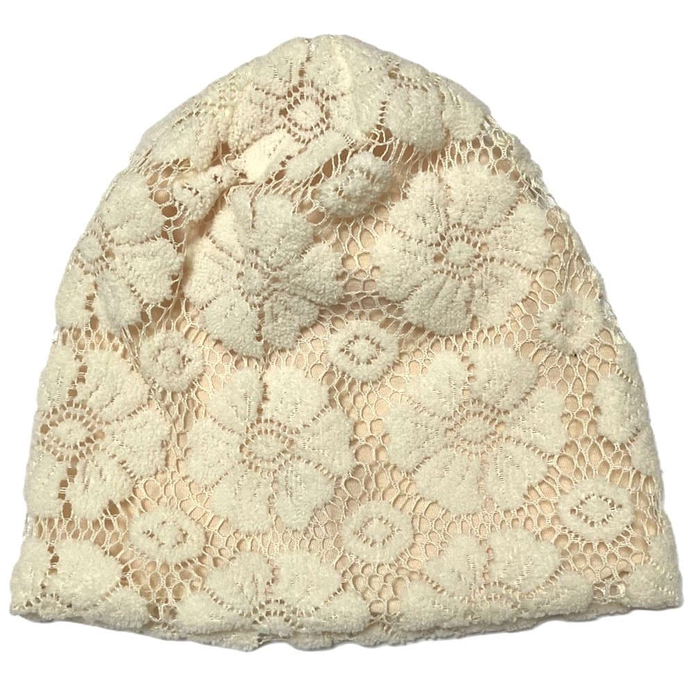 【抗がん剤治療】【医療用帽子】【ケア帽子】 編みレースルースキャップ