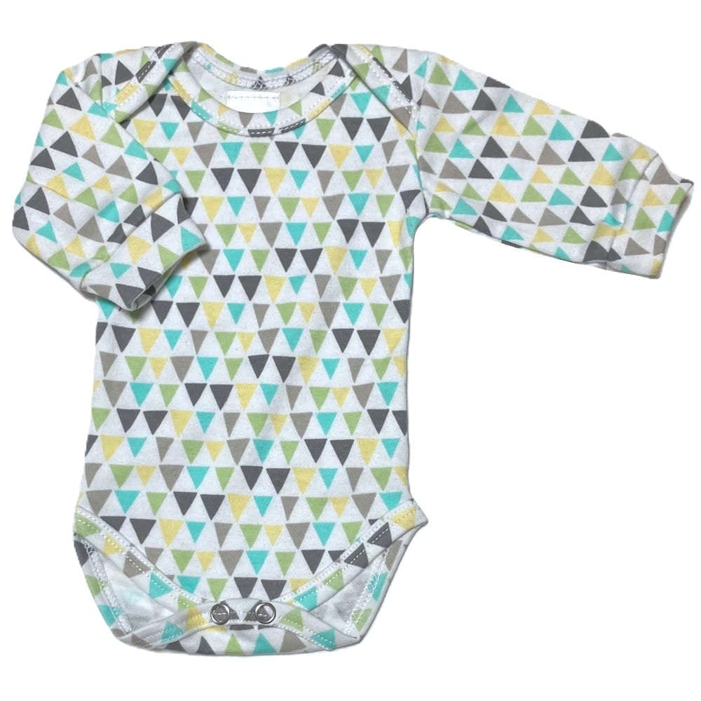 【未熟児】【低出生体重児】【早産児】【NICU】用 ベビー服： 長袖ロンパース トライアングル