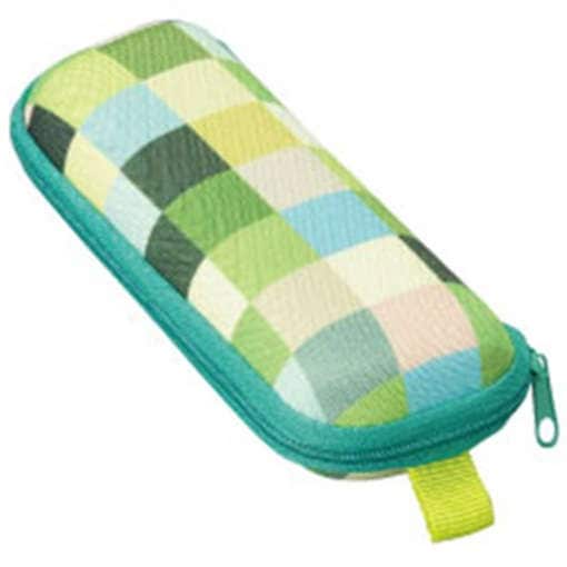 【メガネケース】 ウレタンセミハードケース ：チェックグリーン