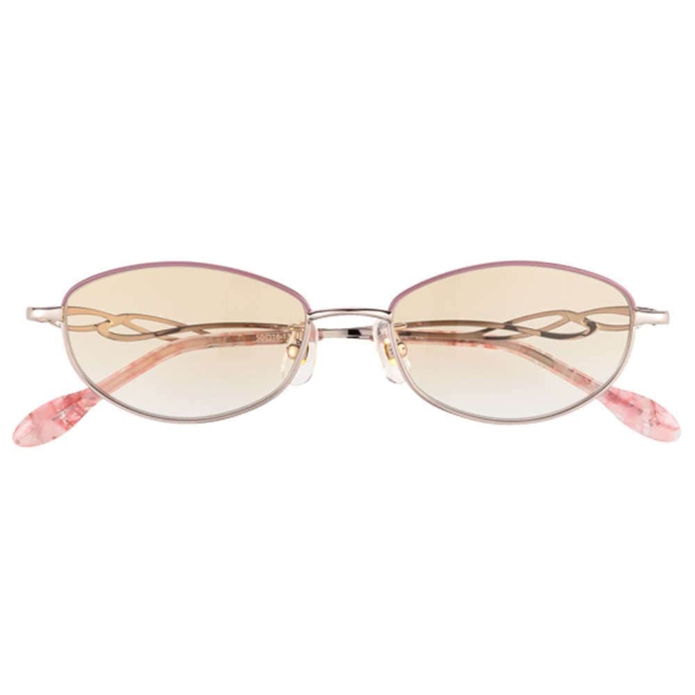 【白内障】 白内障用　婦人ラウンドグラス ブラウン25%ハーフ：ピンクフレーム