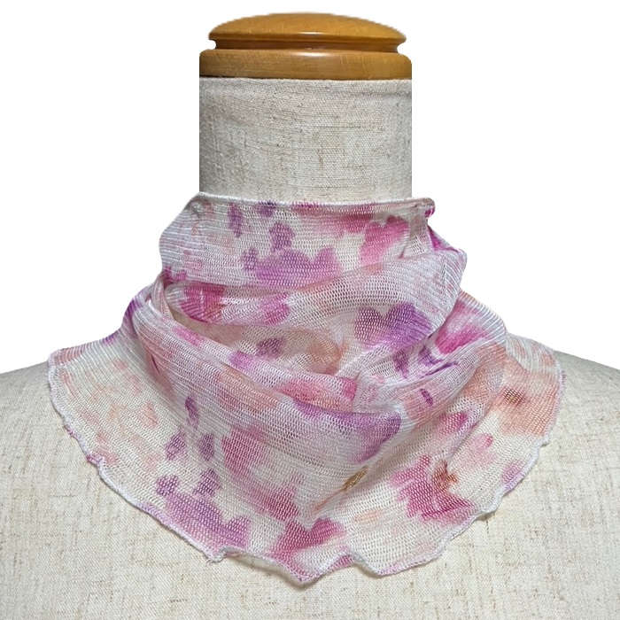 【気管切開】【喉頭摘出】【永久気管孔】　シルクネックカバー かぶるタイプ：アネモネ