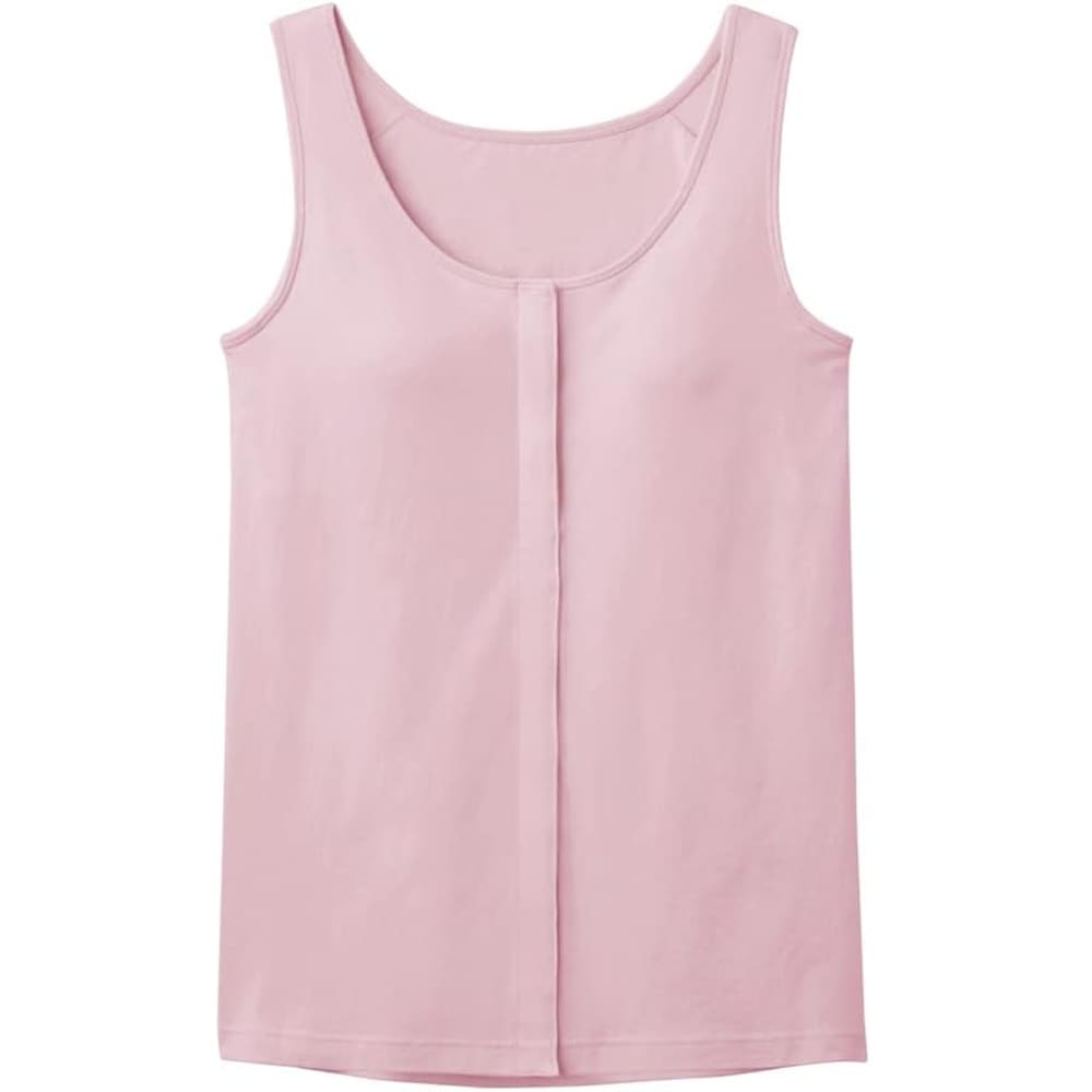 【乳がん】【乳房切除】【敏感肌】パッド付前開きインナー タンクトップ：スモークピンク