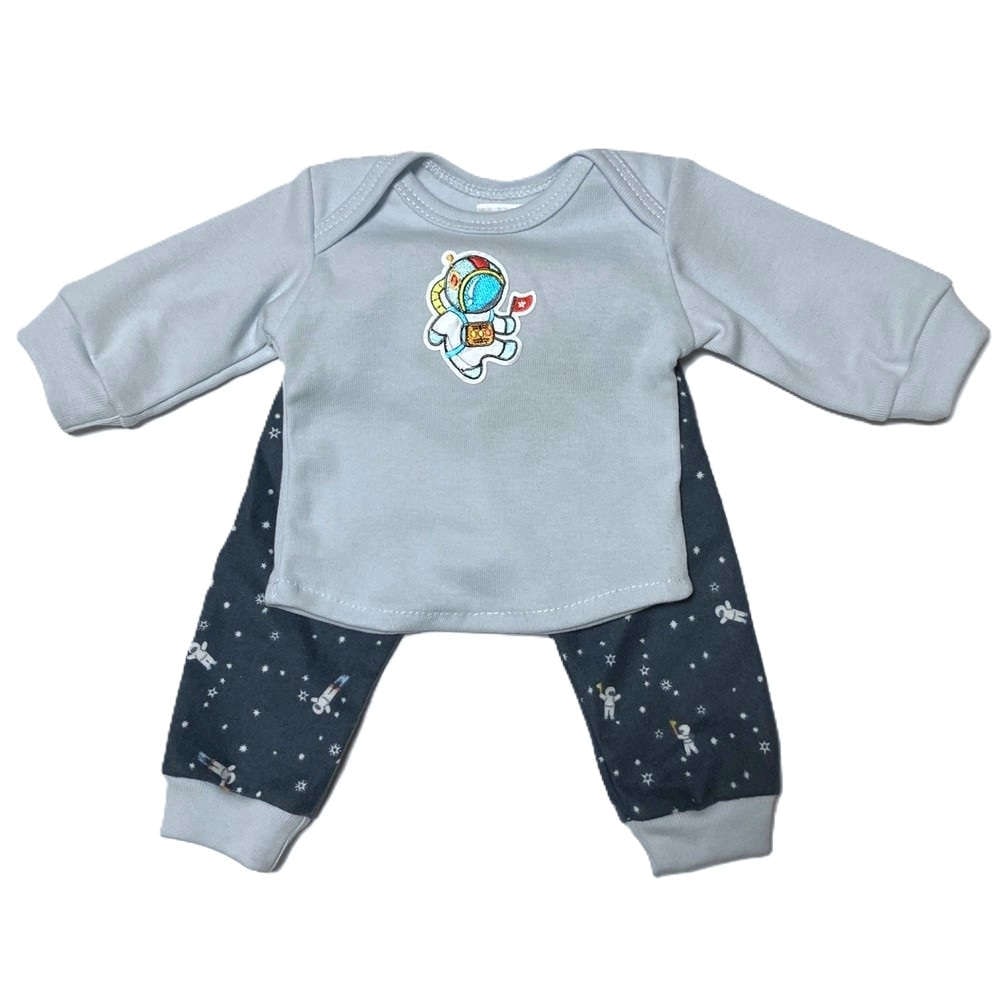 【未熟児】【低出生体重児】【早産児】【NICU】用 ベビー服：長袖上下セット アストロナット