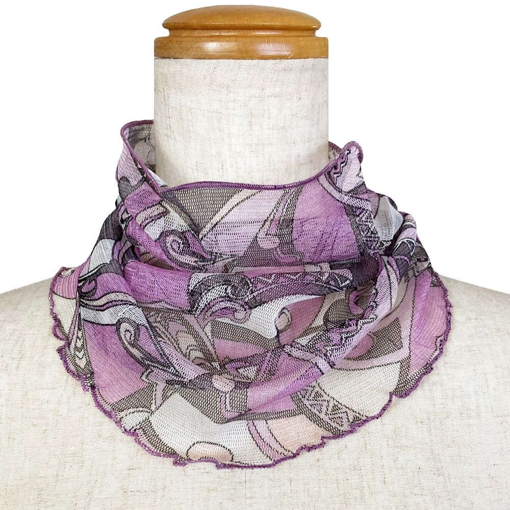 【気管切開】【喉頭摘出】【永久気管孔】　シルクネックカバー かぶるタイプ：プッチ