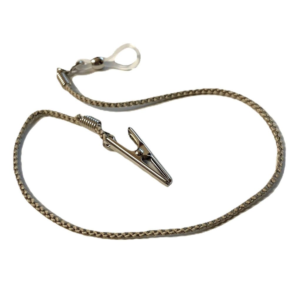 【片耳用】日本製 ソリスタ 補聴器落下防止アクセサリー シルクストラップ Iクリップ：グレー