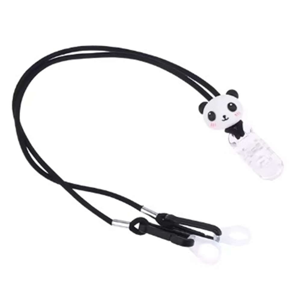 【両耳用】 キッズ補聴器落下防止ゴムストラップ ケース付き：パンダ