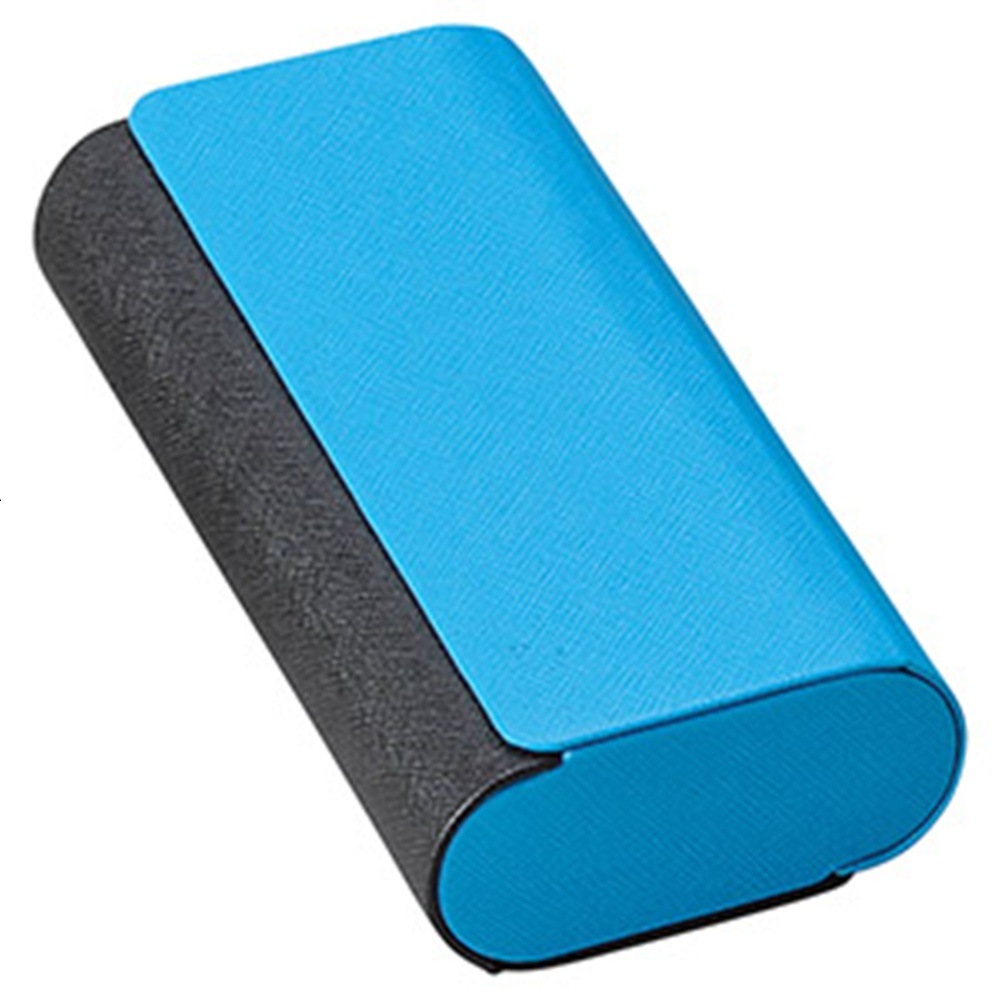 【メガネケース】2本用アルミレザーケース：ブルー/ブラック