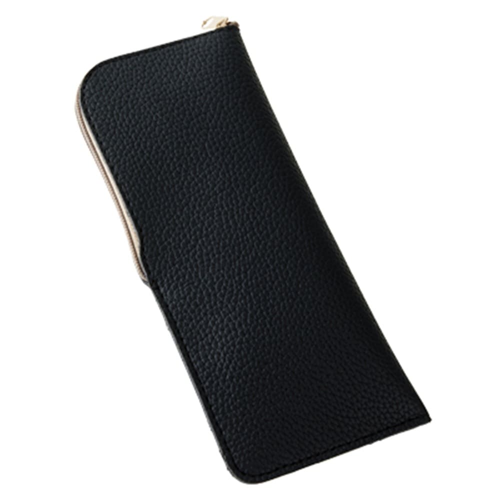 【メガネケース】 ファスナーソフトメガネケース：ブラック