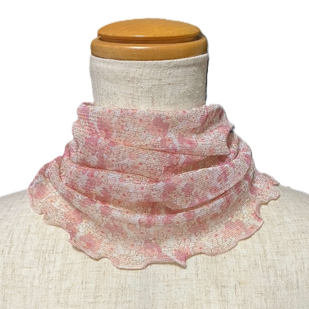 【気管切開】【喉頭摘出】【永久気管孔】　シルクネックカバー かぶるタイプ：ミニピンク