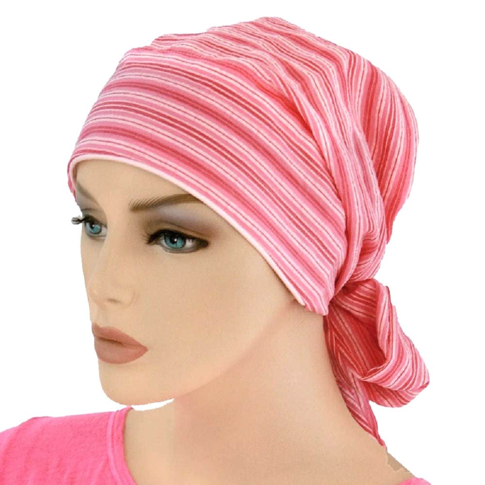 【抗がん剤治療】【医療用帽子】【ケア帽子】 スカーフタイプ：キャンディピンク