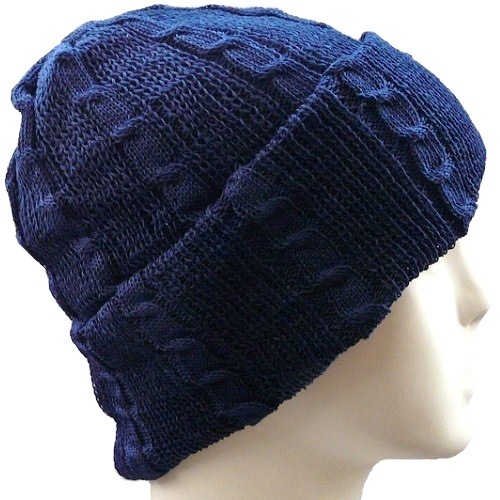 【抗がん剤治療】【医療用帽子】【ケア帽子】 大杉ニットルームキャップ：４型 ブルー