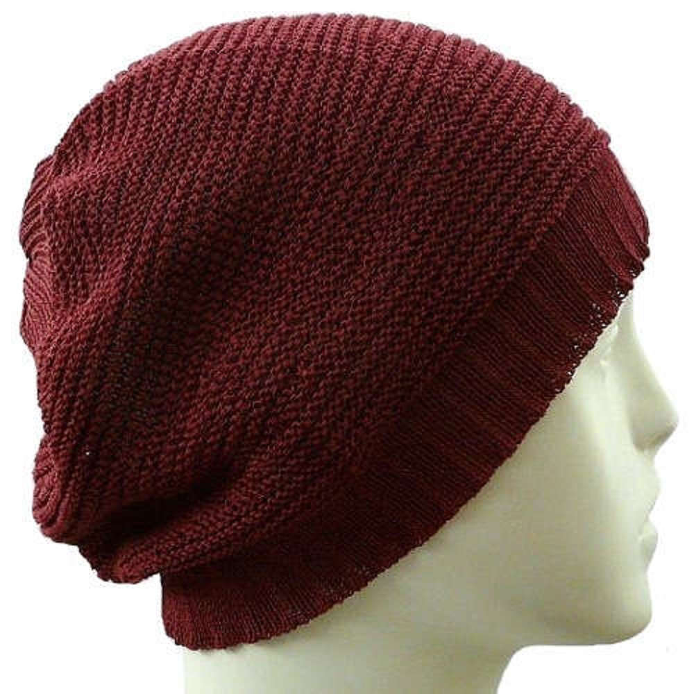 【抗がん剤治療】【医療用帽子】【ケア帽子】 大杉ニットルームキャップ：７型 エンジ