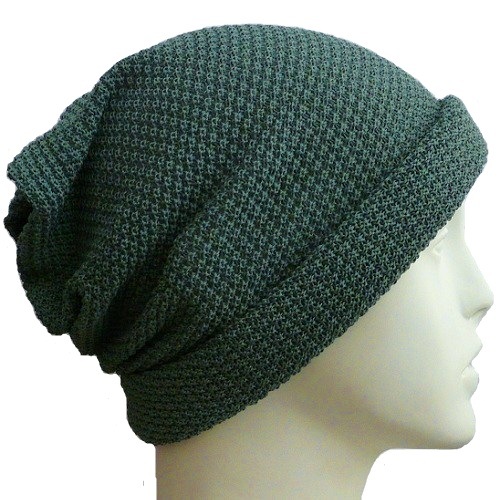 【抗がん剤治療】【医療用帽子】【ケア帽子】 大杉ニットルームキャップ：６型 グリーン