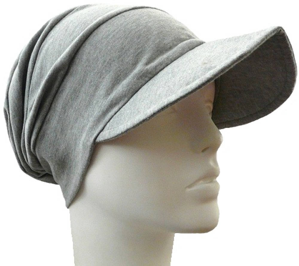 【抗がん剤治療】【医療用帽子】【ケア帽子】 段々キャスケット：杢グレー